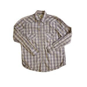 American Rags Western Shirt Size L Gray Checkered Long-sleeved